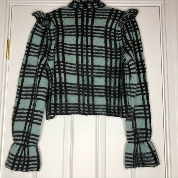 Zara Women Wool Mohair Check Sweater M High Collar - Picture 9 of 12